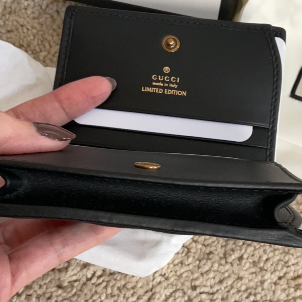 New Gucci limited edition marmont black velvet MINI wallet with crystals - Picture 6 of 12